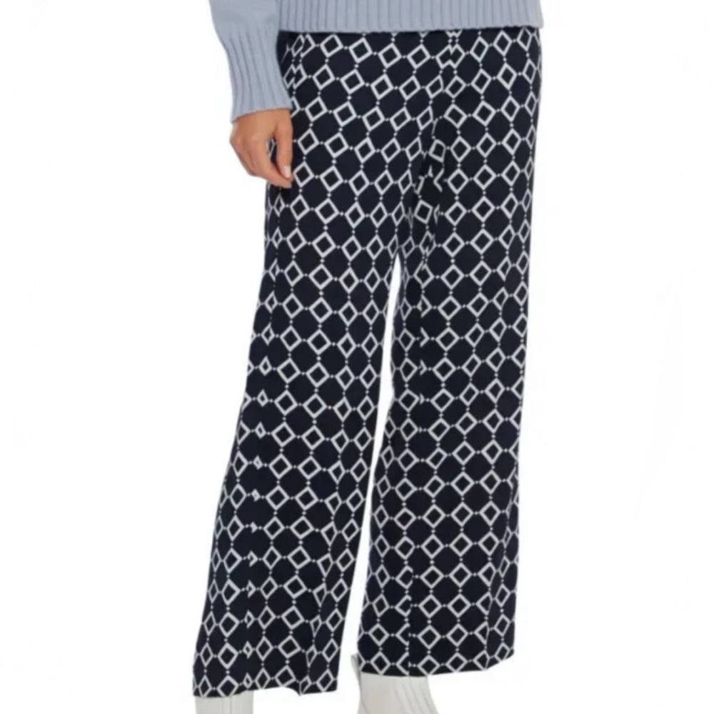 New 'S Max Mara Melk Printed Cady Straight Leg Pants in Navy Size 8